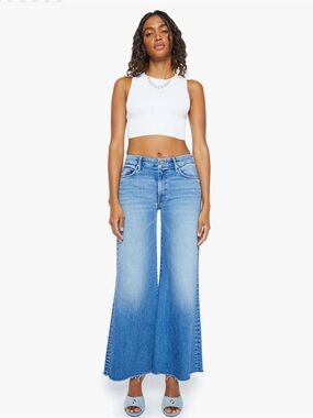 Mother “The Roller Fray” High waisted wide   Leg medium  Blue Women's Jeans
